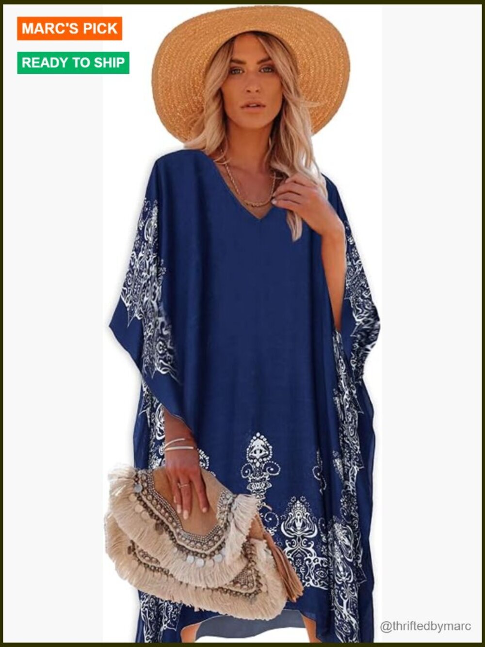 Women's Floral Kaftan Swim Cover Up Beach Dress
